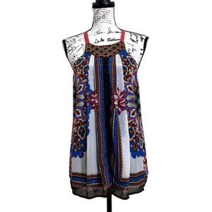 One September Anthropologie Women's Top Sleeveless Beaded Nala Swing Tank Size M